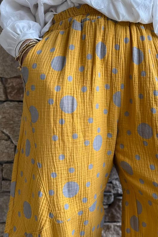 Hush Pillow Cotton Spot On Classic Barrel Pant Mustard